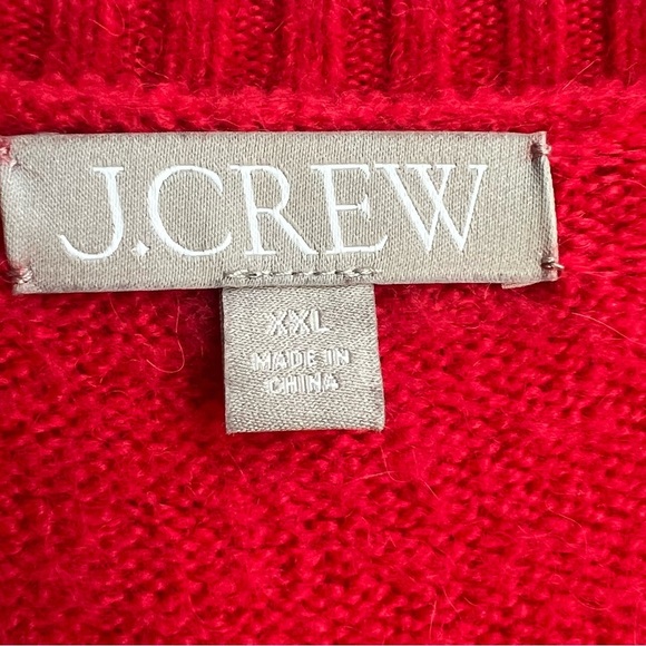 J.Crew XXL Relaxed V-Neck Sweater Supersoft Yarn Candy Apple Merino Alpaca - Picture 5 of 12